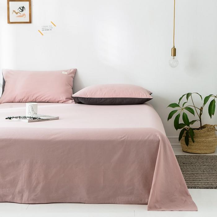 91家纺网 家纺一手货源 找家纺 蓝巢家纺 2020年春夏新品全棉加厚水洗棉床单 豆沙