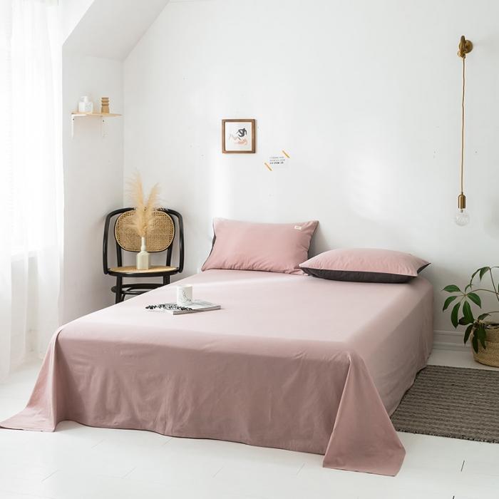 91家纺网 家纺一手货源 找家纺 蓝巢家纺 2020年春夏新品全棉加厚水洗棉床单 豆沙