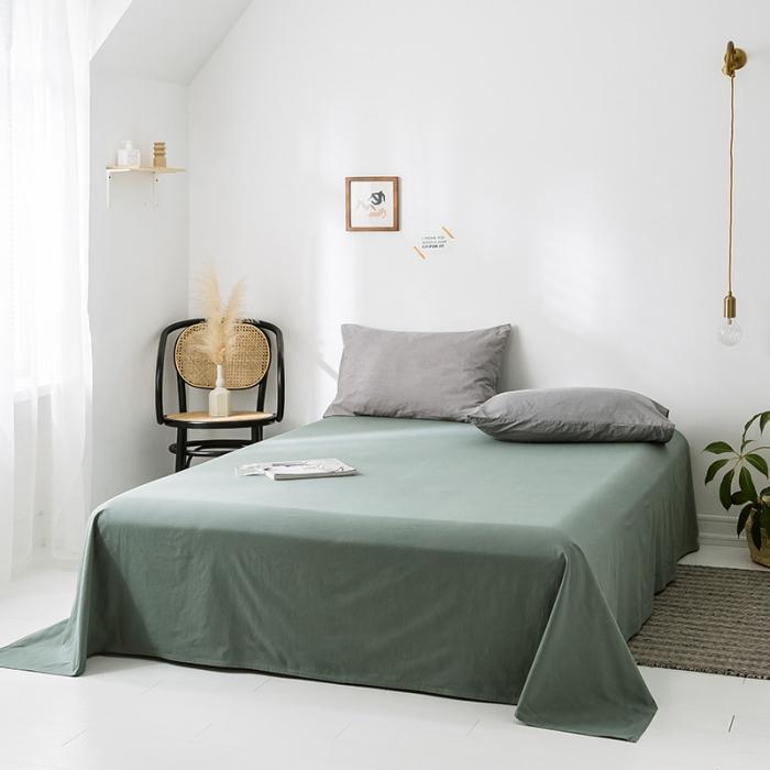 91家纺网 家纺一手货源 找家纺 蓝巢家纺 2020年春夏新品全棉加厚水洗棉床单 复古绿