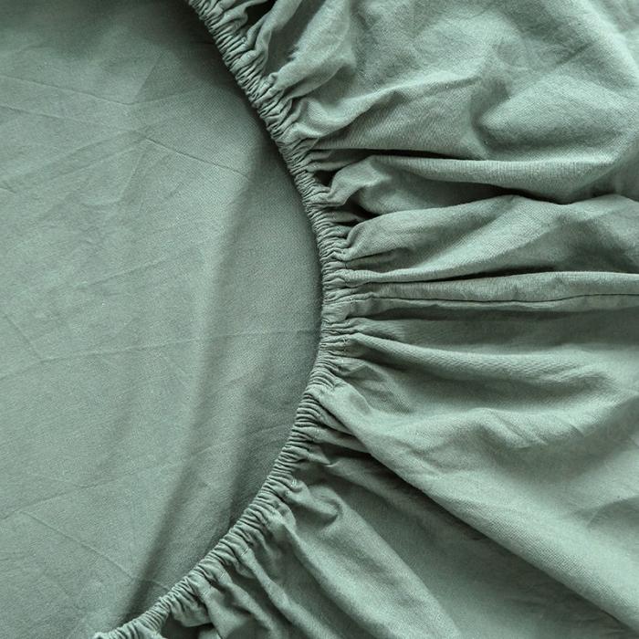 91家纺网 家纺一手货源 找家纺 蓝巢家纺 2020年春夏新品全棉加厚水洗棉床单 复古绿