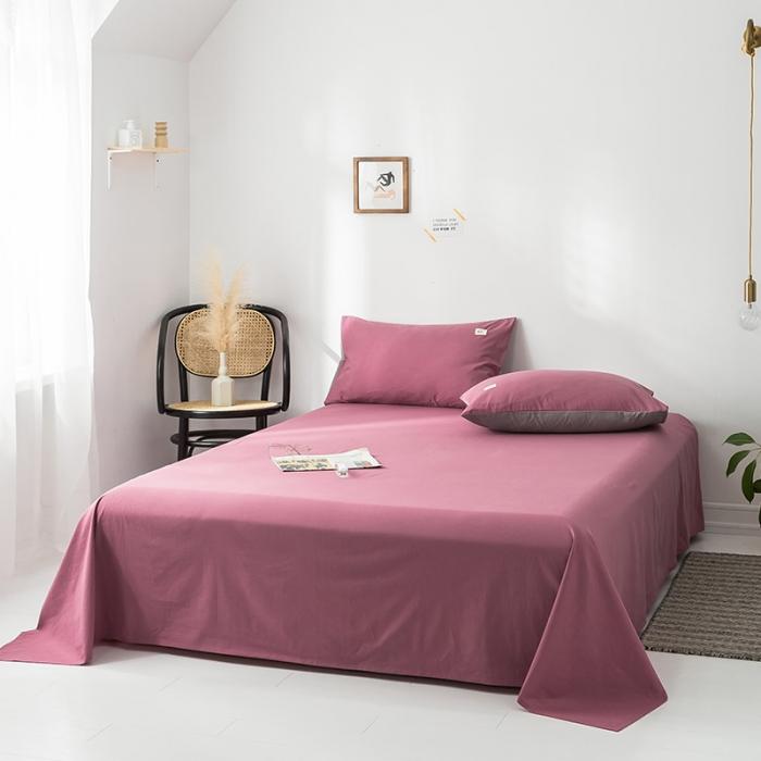 91家纺网 家纺一手货源 找家纺 蓝巢家纺 2020年春夏新品全棉加厚水洗棉床单 海棠红