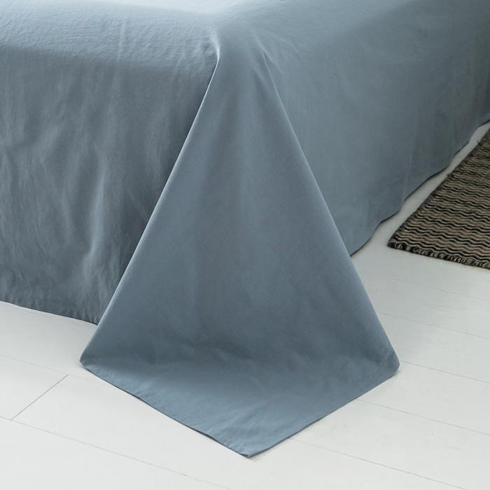 91家纺网 家纺一手货源 找家纺 蓝巢家纺 2020年春夏新品全棉加厚水洗棉床单 湖蓝