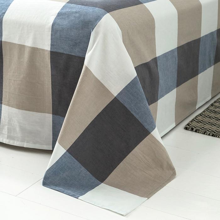 91家纺网 家纺一手货源 找家纺 蓝巢家纺 2020年春夏新品全棉加厚水洗棉床单 蓝调格