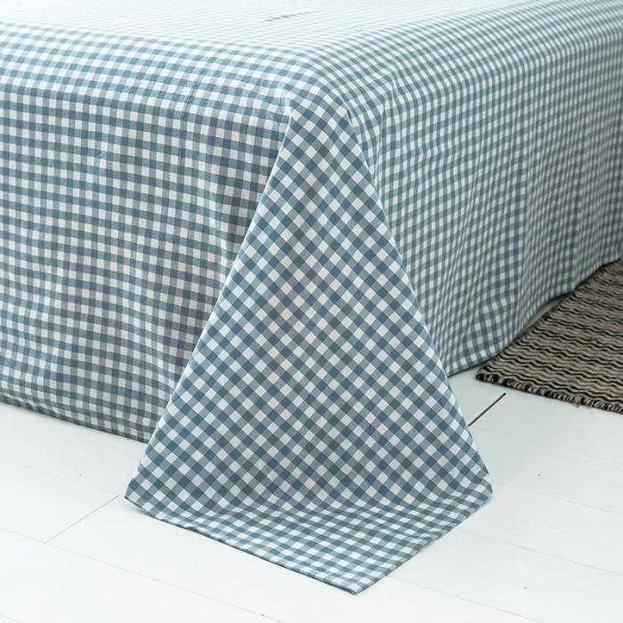 91家纺网 家纺一手货源 找家纺 蓝巢家纺 2020年春夏新品全棉加厚水洗棉床单 蓝小格