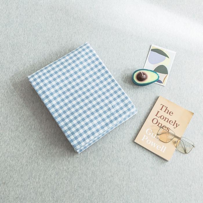 91家纺网 家纺一手货源 找家纺 蓝巢家纺 2020年春夏新品全棉加厚水洗棉床单 蓝小格