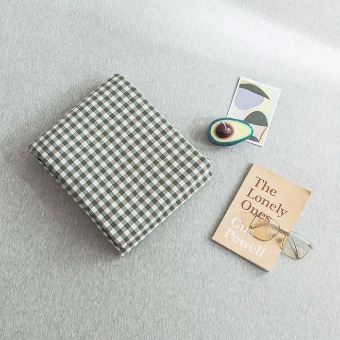 91家纺网 家纺一手货源 找家纺 蓝巢家纺 2020年春夏新品全棉加厚水洗棉床单 绿小格