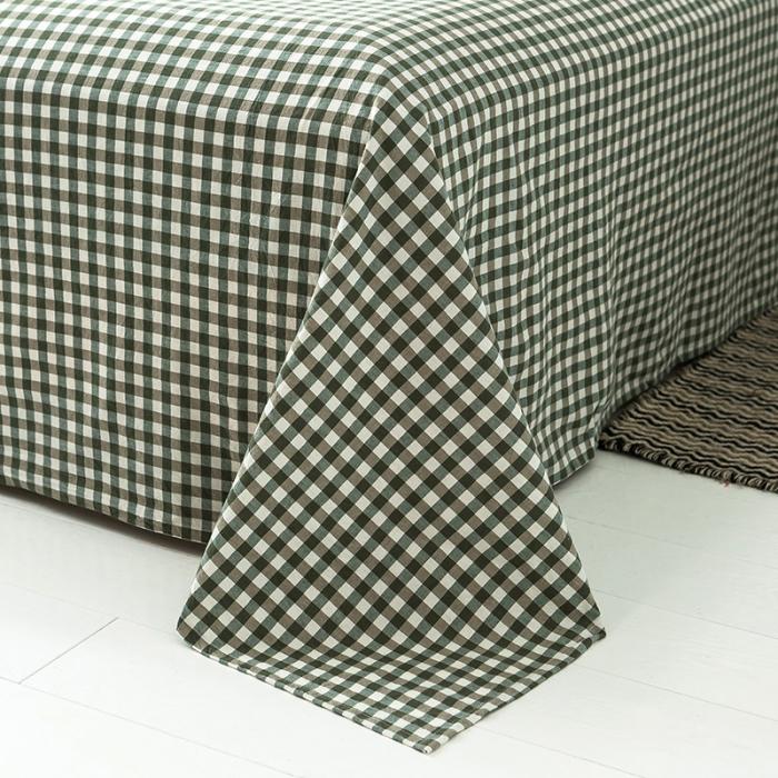 91家纺网 家纺一手货源 找家纺 蓝巢家纺 2020年春夏新品全棉加厚水洗棉床单 绿小格