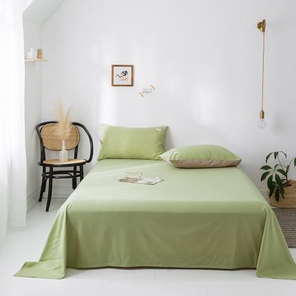 蓝巢家纺 2020年春夏新品全棉加厚水洗棉床单 抹茶绿