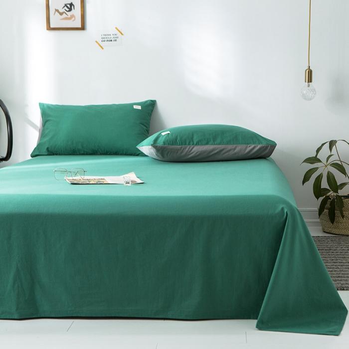 91家纺网 家纺一手货源 找家纺 蓝巢家纺 2020年春夏新品全棉加厚水洗棉床单 墨绿