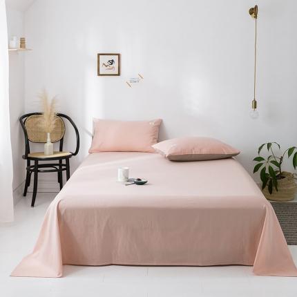 91家纺网 家纺一手货源 找家纺 蓝巢家纺 2020年春夏新品全棉加厚水洗棉床单 浅粉