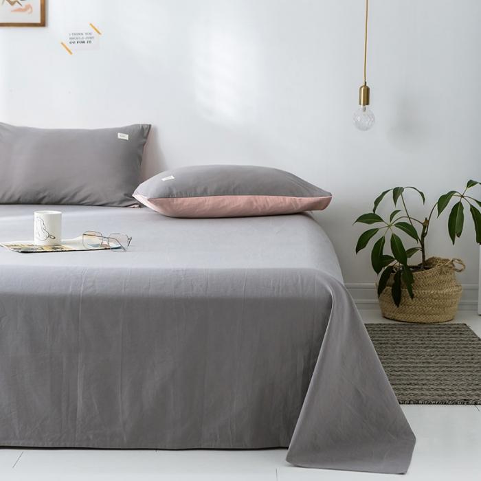 91家纺网 家纺一手货源 找家纺 蓝巢家纺 2020年春夏新品全棉加厚水洗棉床单 浅灰