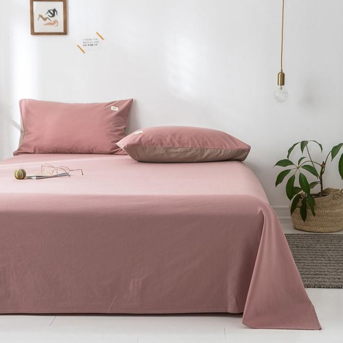 91家纺网 家纺一手货源 找家纺 蓝巢家纺 2020年春夏新品全棉加厚水洗棉床单 珊瑚红