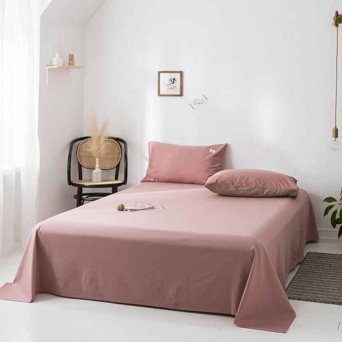 91家纺网 家纺一手货源 找家纺 蓝巢家纺 2020年春夏新品全棉加厚水洗棉床单 珊瑚红