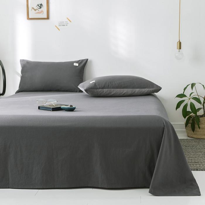 91家纺网 家纺一手货源 找家纺 蓝巢家纺 2020年春夏新品全棉加厚水洗棉床单 深灰