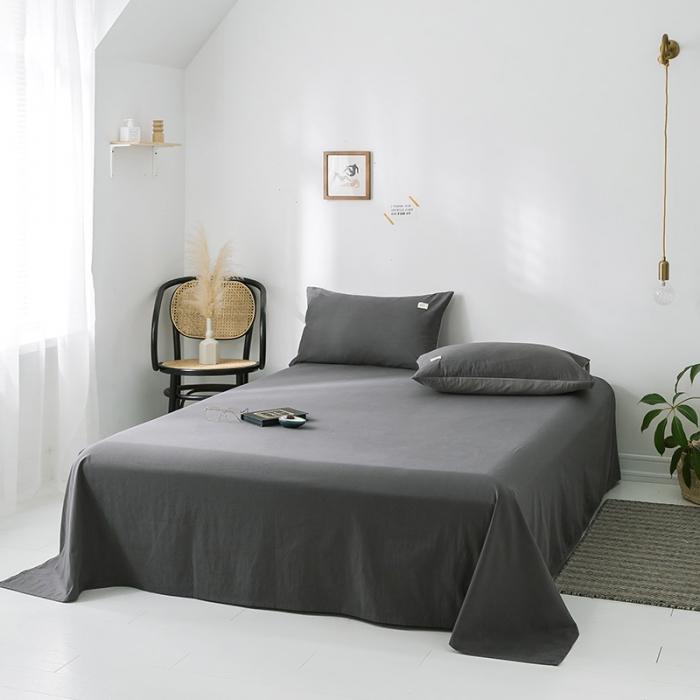 91家纺网 家纺一手货源 找家纺 蓝巢家纺 2020年春夏新品全棉加厚水洗棉床单 深灰