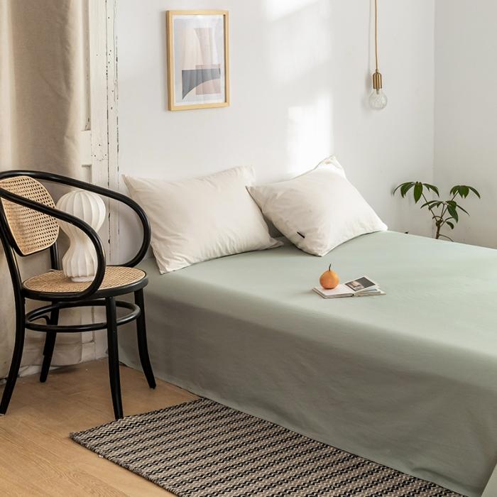 91家纺网 家纺一手货源 找家纺 蓝巢家纺 2020年春夏新品全棉加厚水洗棉床单 水绿