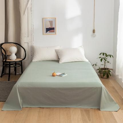 蓝巢家纺 2020年春夏新品全棉加厚水洗棉床单 水绿