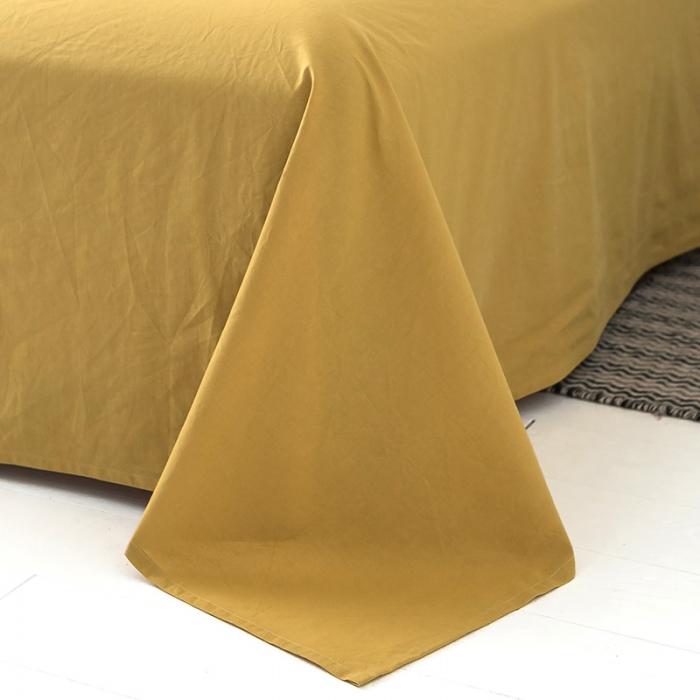 91家纺网 家纺一手货源 找家纺 蓝巢家纺 2020年春夏新品全棉加厚水洗棉床单 杏黄