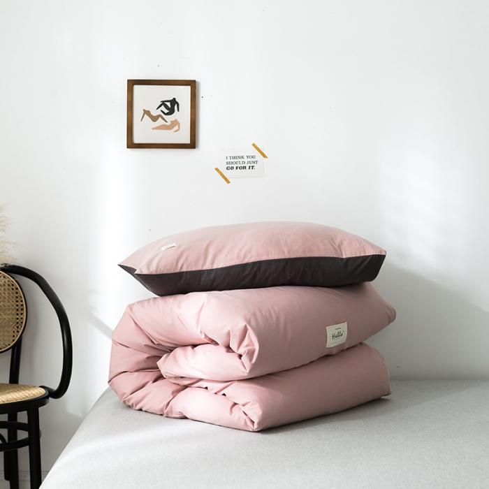 91家纺网 家纺一手货源 找家纺 蓝巢家纺 2020年春夏新品全棉加厚水洗棉被套 豆沙深灰