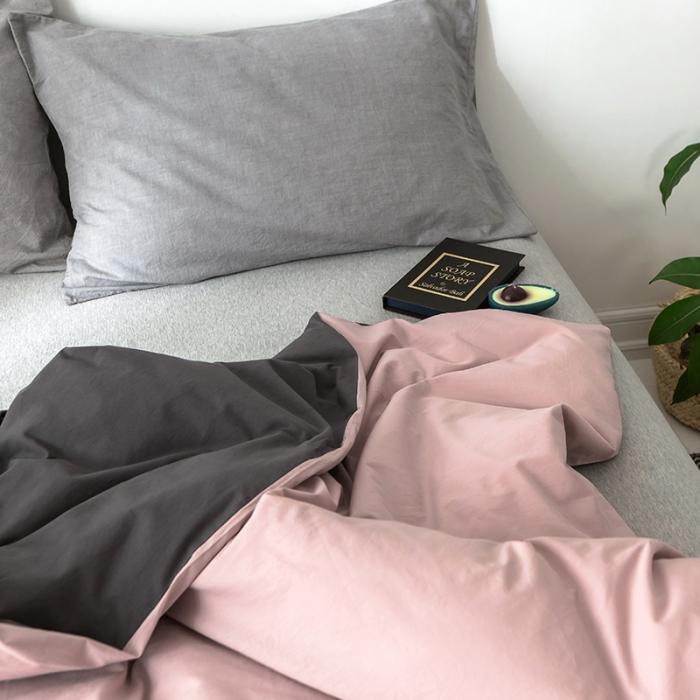 91家纺网 家纺一手货源 找家纺 蓝巢家纺 2020年春夏新品全棉加厚水洗棉被套 豆沙深灰