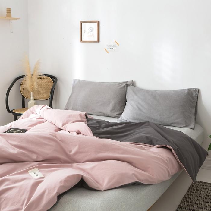 91家纺网 家纺一手货源 找家纺 蓝巢家纺 2020年春夏新品全棉加厚水洗棉被套 豆沙深灰