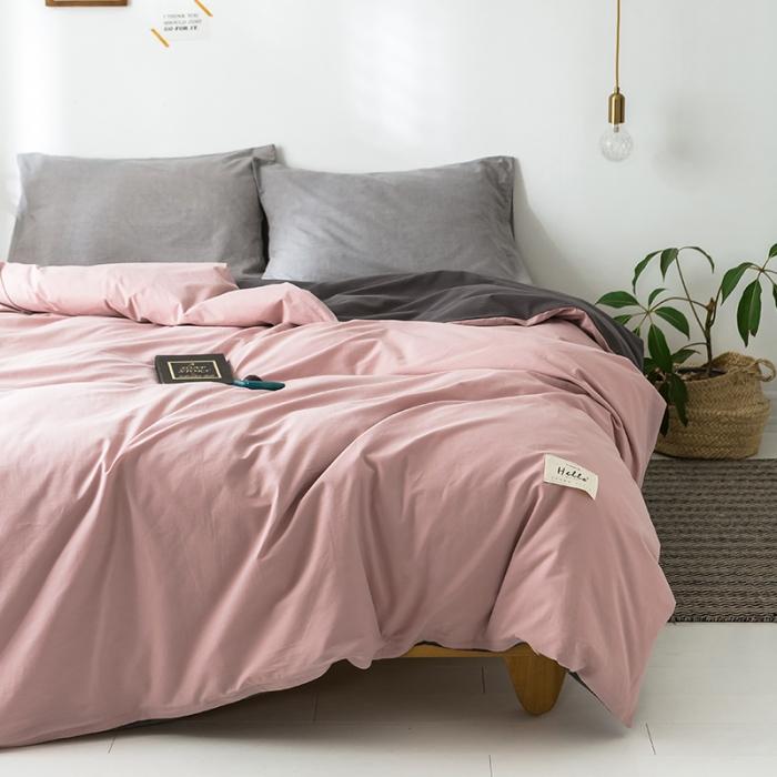 91家纺网 家纺一手货源 找家纺 蓝巢家纺 2020年春夏新品全棉加厚水洗棉被套 豆沙深灰