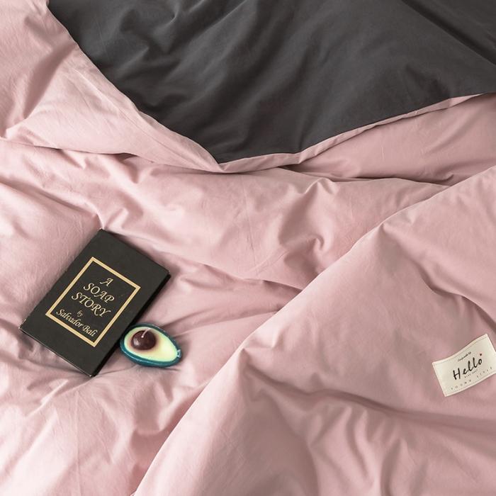 91家纺网 家纺一手货源 找家纺 蓝巢家纺 2020年春夏新品全棉加厚水洗棉被套 豆沙深灰