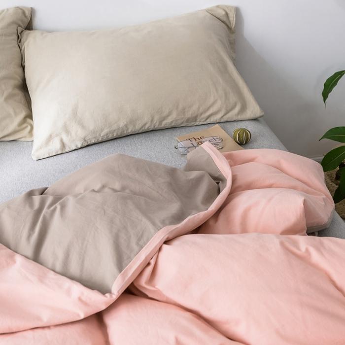 91家纺网 家纺一手货源 找家纺 蓝巢家纺 2020年春夏新品全棉加厚水洗棉被套 粉卡其