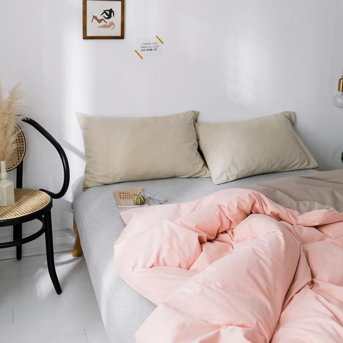 91家纺网 家纺一手货源 找家纺 蓝巢家纺 2020年春夏新品全棉加厚水洗棉被套 粉卡其