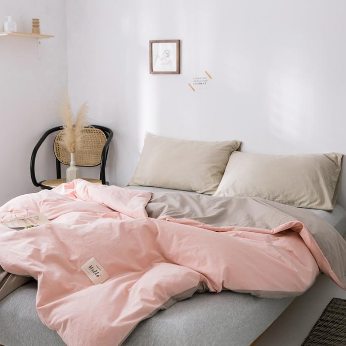 91家纺网 家纺一手货源 找家纺 蓝巢家纺 2020年春夏新品全棉加厚水洗棉被套 粉卡其