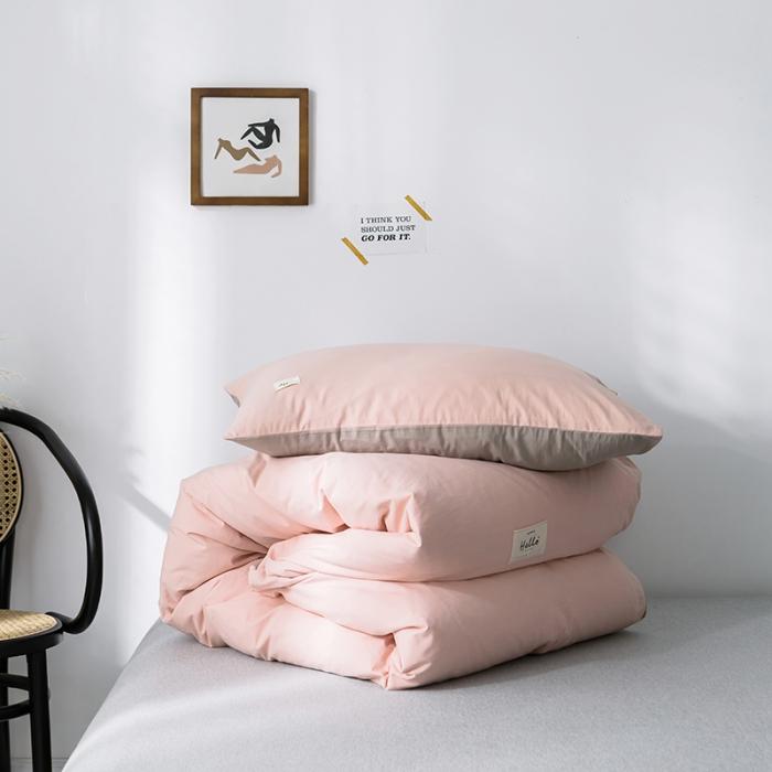 91家纺网 家纺一手货源 找家纺 蓝巢家纺 2020年春夏新品全棉加厚水洗棉被套 粉卡其