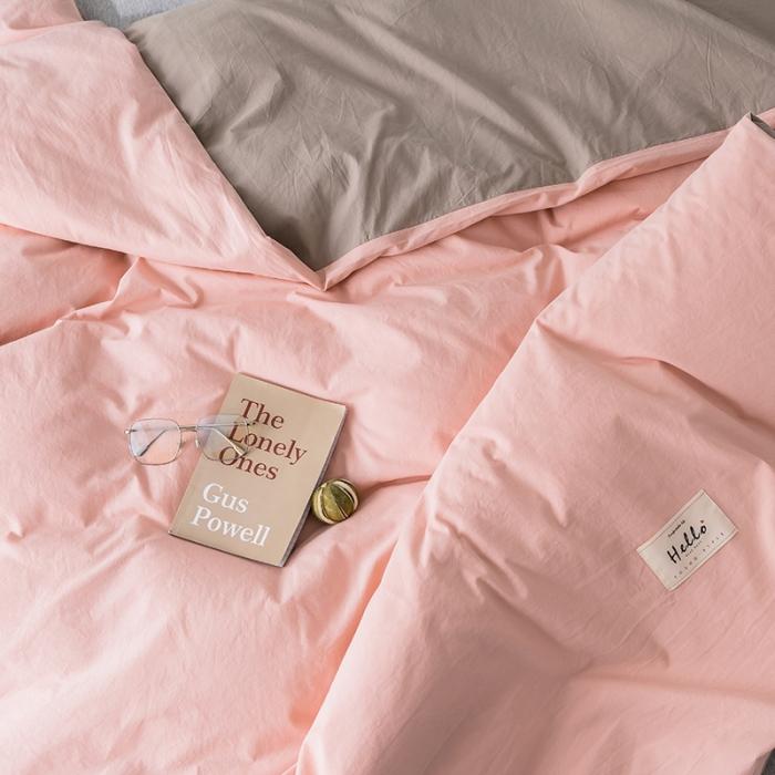 91家纺网 家纺一手货源 找家纺 蓝巢家纺 2020年春夏新品全棉加厚水洗棉被套 粉卡其