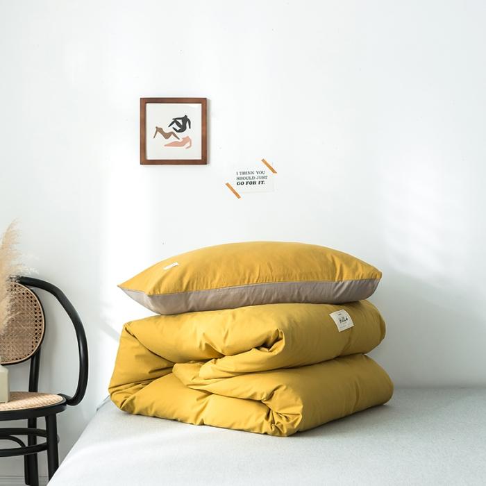 91家纺网 家纺一手货源 找家纺 蓝巢家纺 2020年春夏新品全棉加厚水洗棉被套 黄卡其