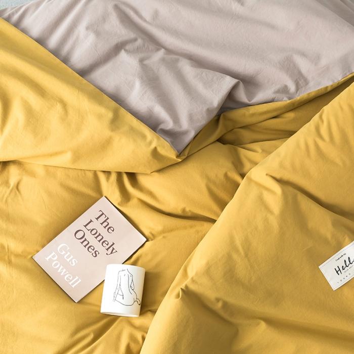 91家纺网 家纺一手货源 找家纺 蓝巢家纺 2020年春夏新品全棉加厚水洗棉被套 黄卡其