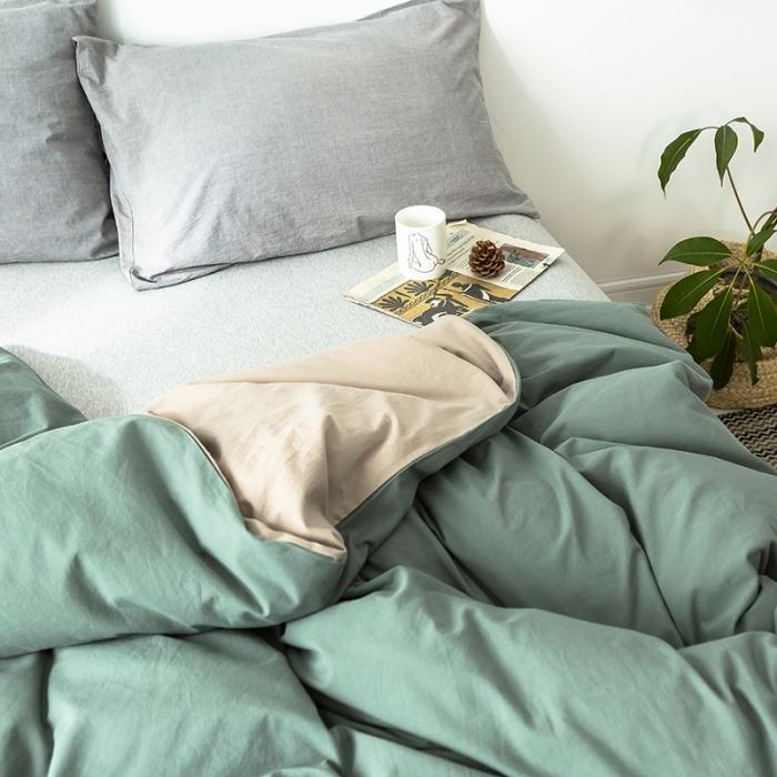 91家纺网 家纺一手货源 找家纺 蓝巢家纺 2020年春夏新品全棉加厚水洗棉被套 绿卡其