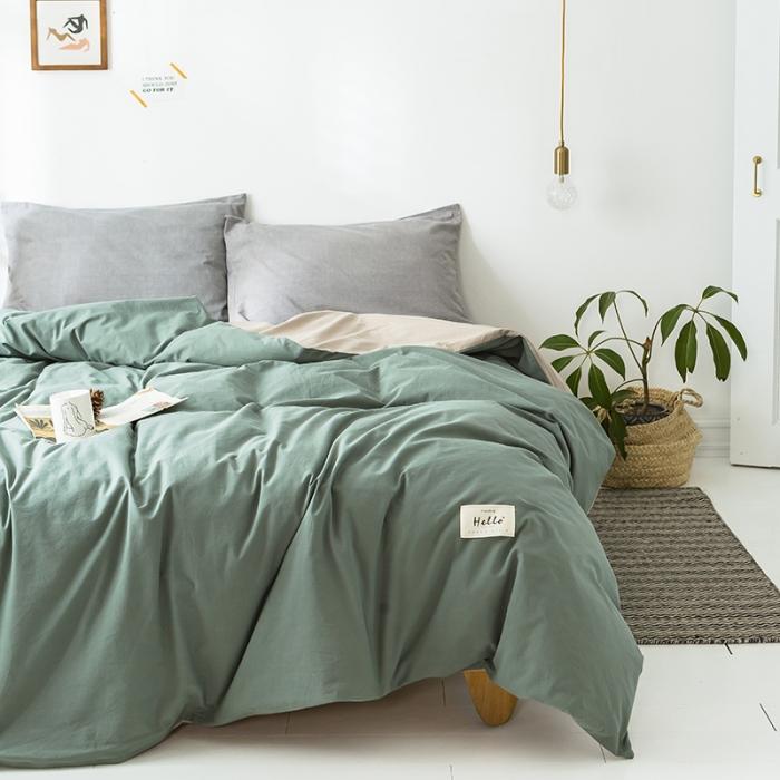 91家纺网 家纺一手货源 找家纺 蓝巢家纺 2020年春夏新品全棉加厚水洗棉被套 绿卡其