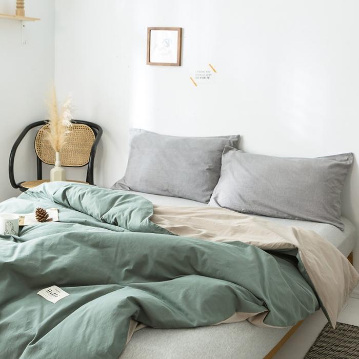 91家纺网 家纺一手货源 找家纺 蓝巢家纺 2020年春夏新品全棉加厚水洗棉被套 绿卡其