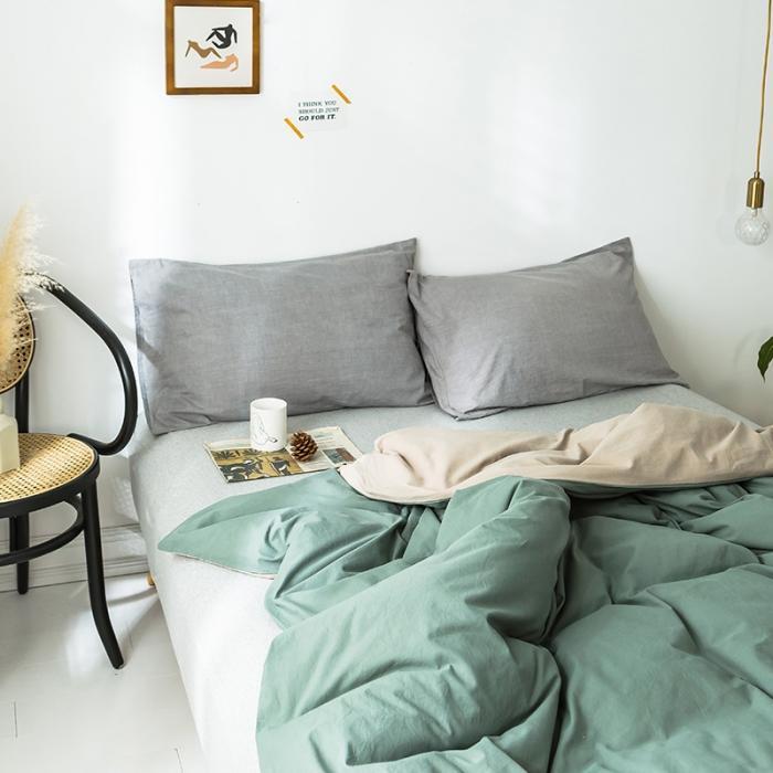 91家纺网 家纺一手货源 找家纺 蓝巢家纺 2020年春夏新品全棉加厚水洗棉被套 绿卡其