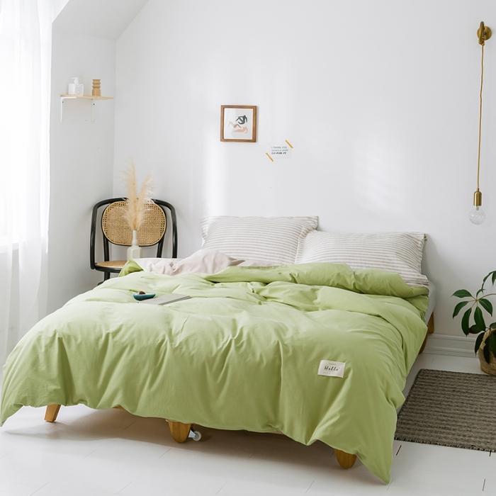 91家纺网 家纺一手货源 找家纺 蓝巢家纺 2020年春夏新品全棉加厚水洗棉被套 抹茶卡其