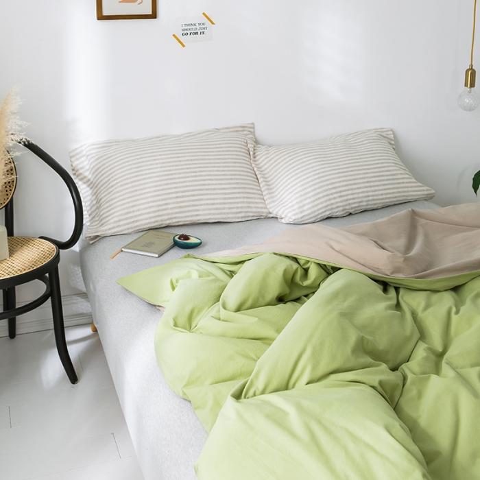 91家纺网 家纺一手货源 找家纺 蓝巢家纺 2020年春夏新品全棉加厚水洗棉被套 抹茶卡其