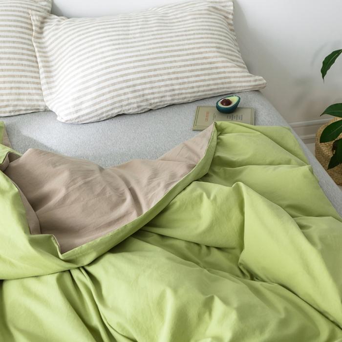 91家纺网 家纺一手货源 找家纺 蓝巢家纺 2020年春夏新品全棉加厚水洗棉被套 抹茶卡其