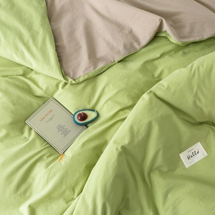 91家纺网 家纺一手货源 找家纺 蓝巢家纺 2020年春夏新品全棉加厚水洗棉被套 抹茶卡其