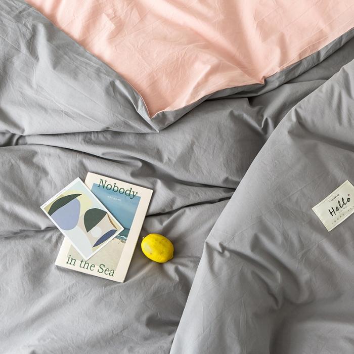 91家纺网 家纺一手货源 找家纺 蓝巢家纺 2020年春夏新品全棉加厚水洗棉被套 浅灰粉