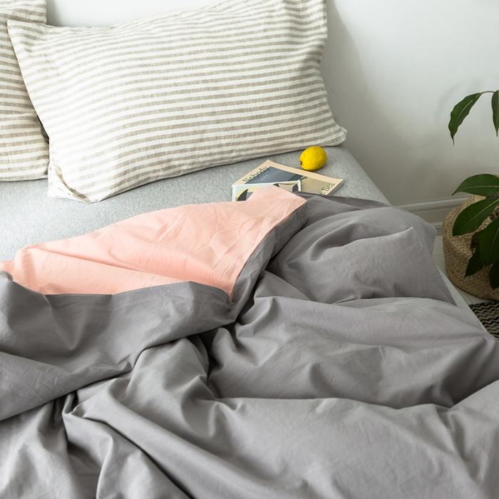 91家纺网 家纺一手货源 找家纺 蓝巢家纺 2020年春夏新品全棉加厚水洗棉被套 浅灰粉