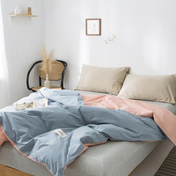 91家纺网 家纺一手货源 找家纺 蓝巢家纺 2020年春夏新品全棉加厚水洗棉被套 浅蓝粉