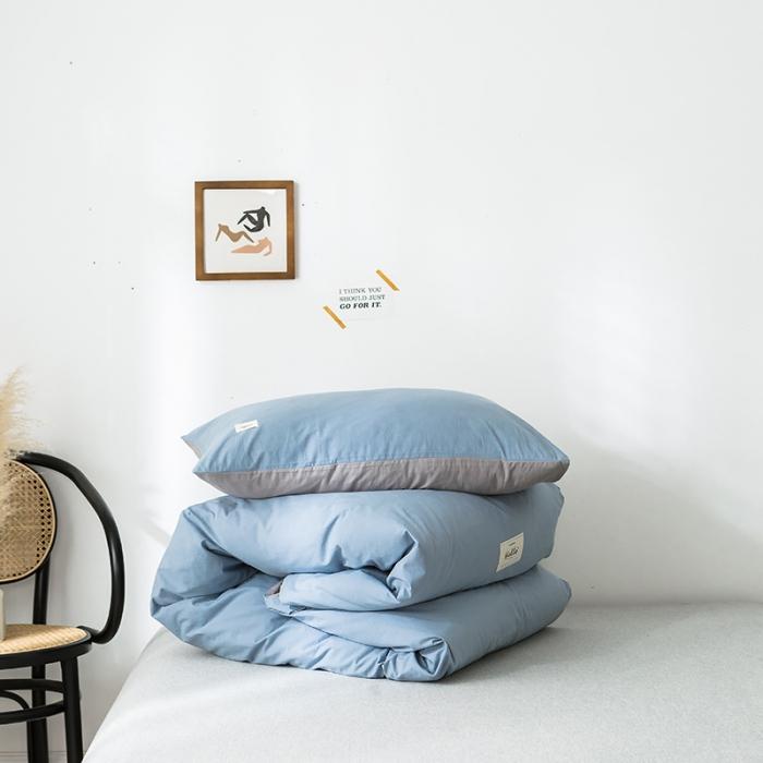 91家纺网 家纺一手货源 找家纺 蓝巢家纺 2020年春夏新品全棉加厚水洗棉被套 浅蓝灰