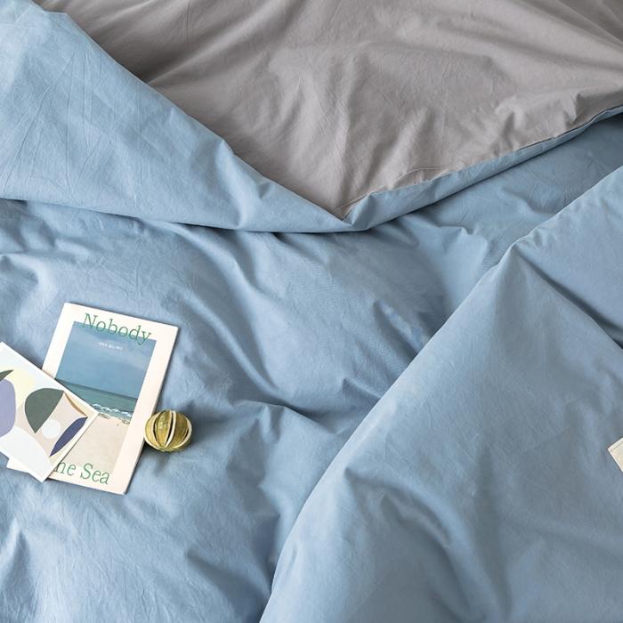 91家纺网 家纺一手货源 找家纺 蓝巢家纺 2020年春夏新品全棉加厚水洗棉被套 浅蓝灰