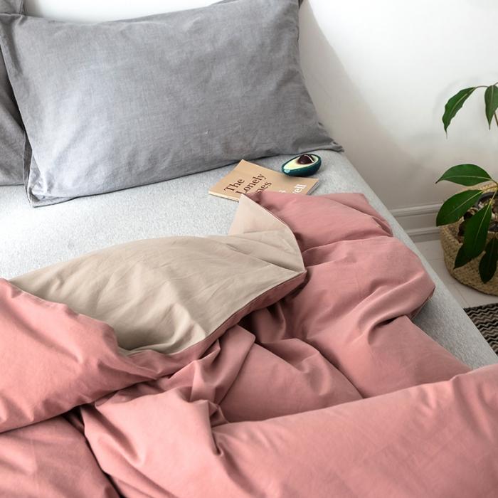 91家纺网 家纺一手货源 找家纺 蓝巢家纺 2020年春夏新品全棉加厚水洗棉被套 珊瑚红卡其