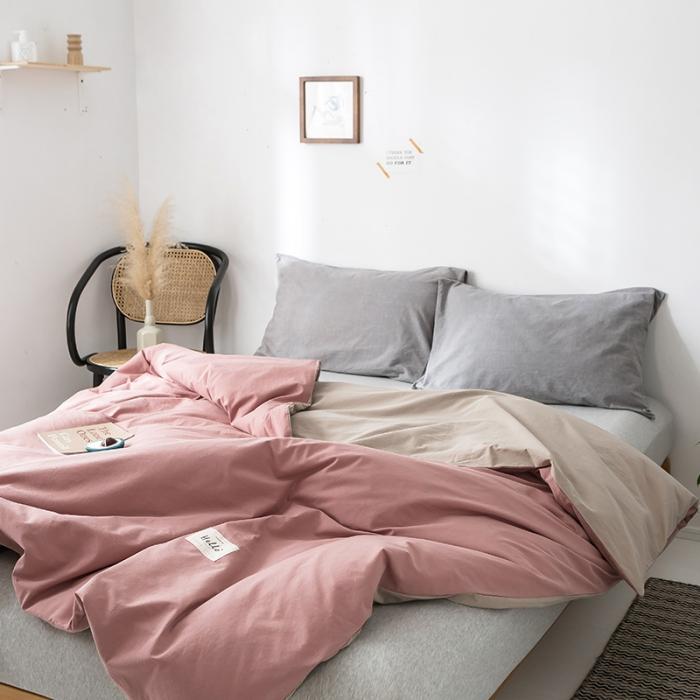 91家纺网 家纺一手货源 找家纺 蓝巢家纺 2020年春夏新品全棉加厚水洗棉被套 珊瑚红卡其