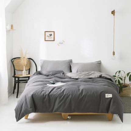 91家纺网 家纺一手货源 找家纺 蓝巢家纺 2020年春夏新品全棉加厚水洗棉被套 深灰浅灰